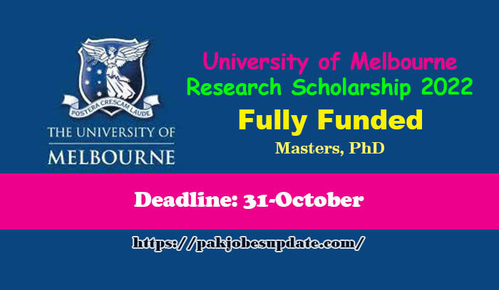 University of Melbourne Research Scholarship 2022 in Australia (Fully Funded)